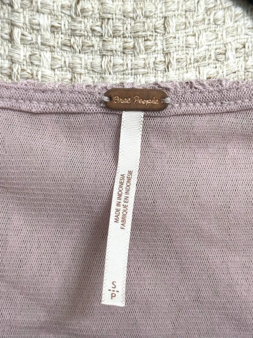 Free People Luisa Sheer Lace V-Neck Babydoll Peasant Top Lavender Purple Small